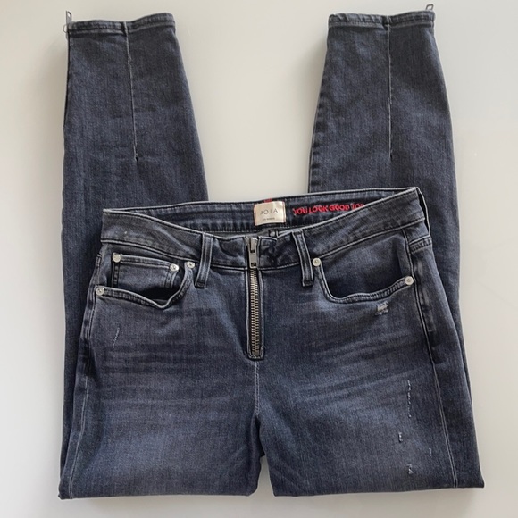 AO.LA Alice & Olivia dark wash exposed zipper jean